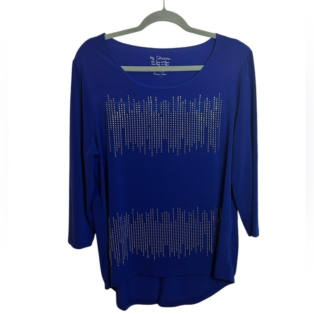 Chico’s Royal Blue Beaded Blouse